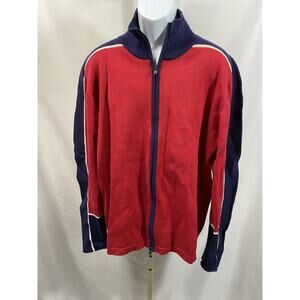 Vintage 90s Y2K Navy Blue/Red Knit Long Sleeve Stripes Size XL Skater Grunge